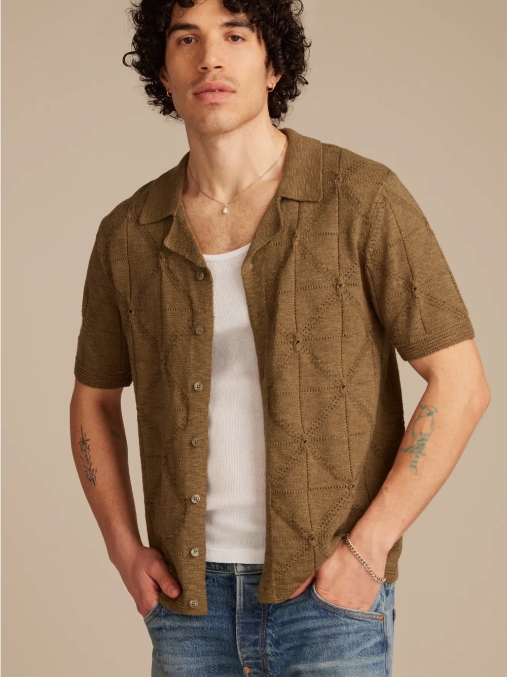 NWT! Lucky Brand Button Down Sweater in Olive